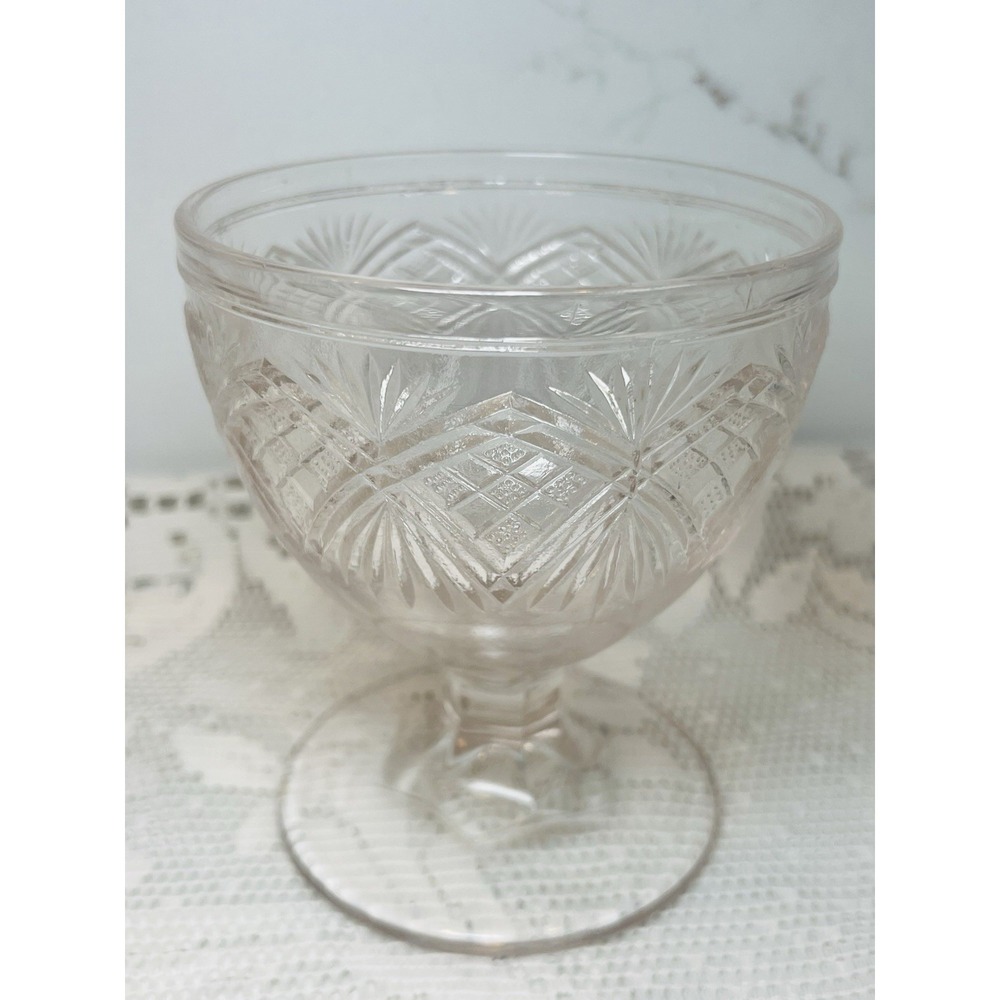 Antique 1800s Buttermilk Glass Goblet Open Sugar Bowl Diamond Starburst - Picture 2 of 7